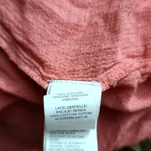 Lucky Brand Peasant Blouse Size Medium Pink Tassels - Picture 4 of 5